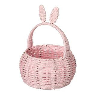 Bunny Ear Basket with Handle Multi-Purpose Paper Rope Wicker Basket for Easter, Picnics, Flowers, and Gifting, Pink | The Home Depot