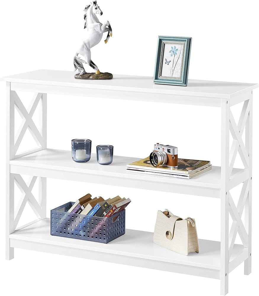 Yaheetech Console Table with 3 Storage Shelves, Entryway Table Sofa Side Table Narrow Long Booksh... | Amazon (US)