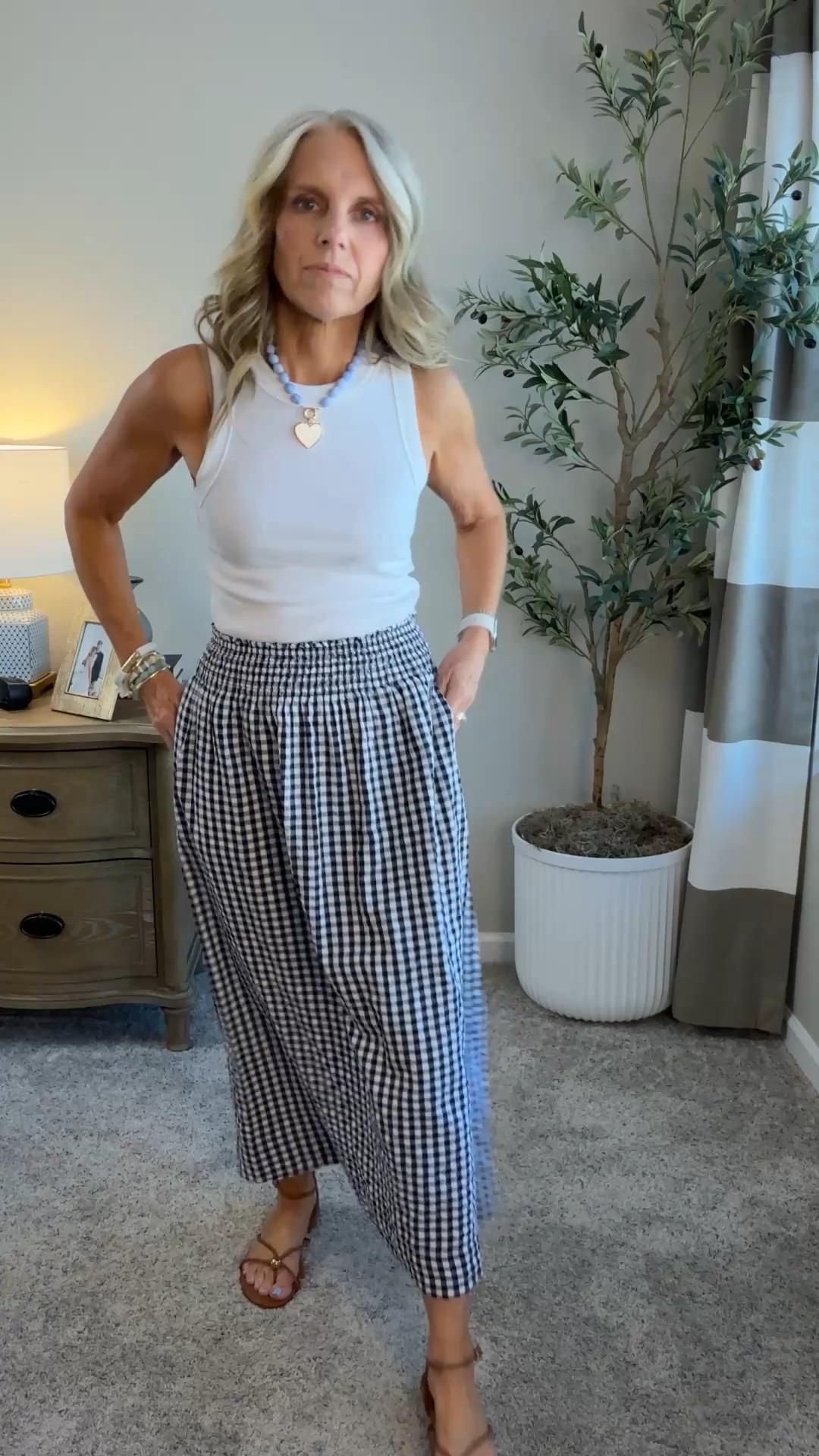 If you don’t like shorts, no problem. The skirt is the answer. Super lightweight gingham Sears sucker that is perfect for hot summer days. I’m wearing XS.

#LTKootd #LTKOver40 #LTKgrwm