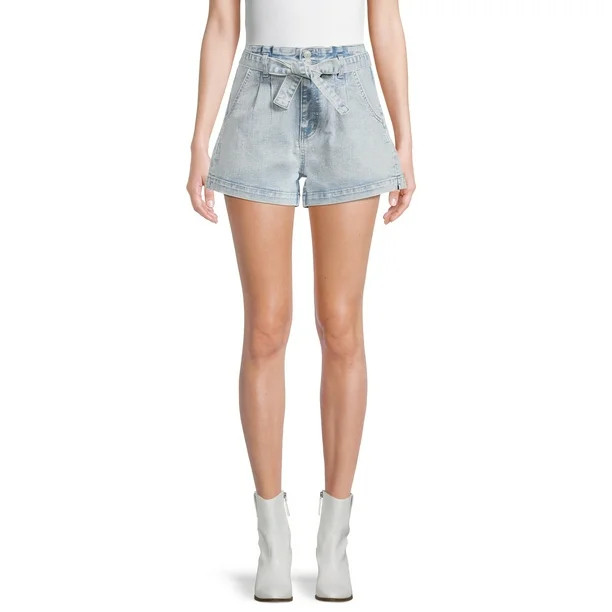 No Boundaries Juniors' Two Button Paper Bag Shorts - Walmart.com | Walmart (US)