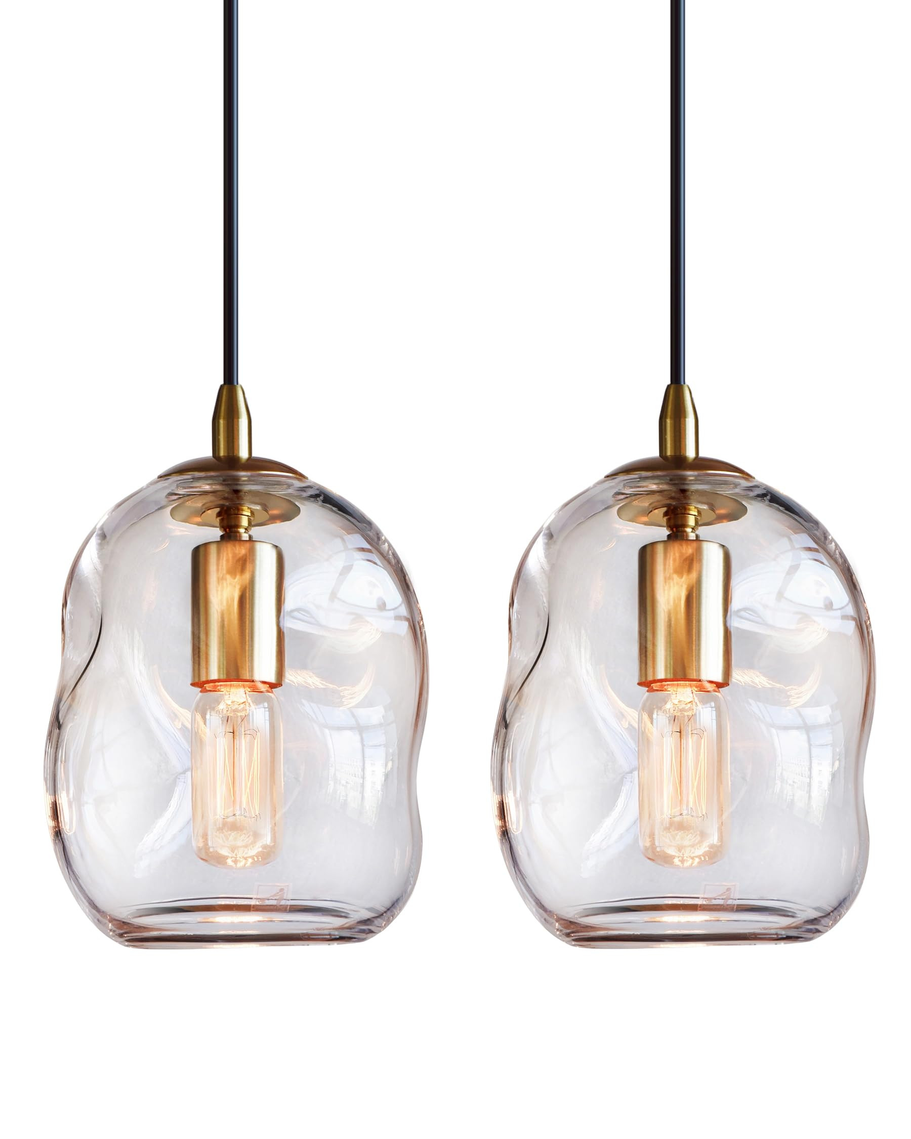 CASAMOTION Pendant Lights Kitchen Island 2 Pack Modern Contemporary Clear Glass Organic Globe Bra... | Amazon (US)