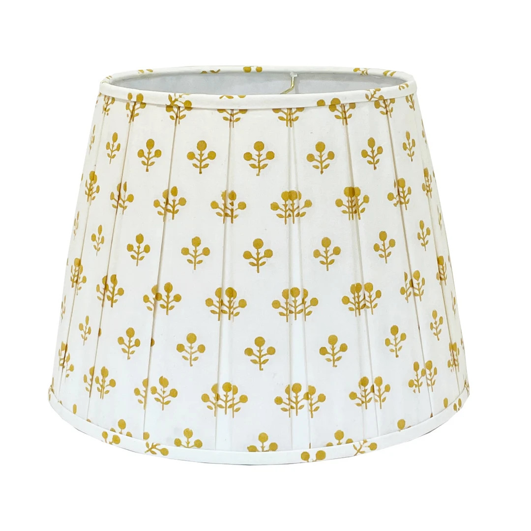 Box Pleated Yellow Floral Block Print Lamp Shade, Multiple Sizes and Patterns Available | Etsy (US)