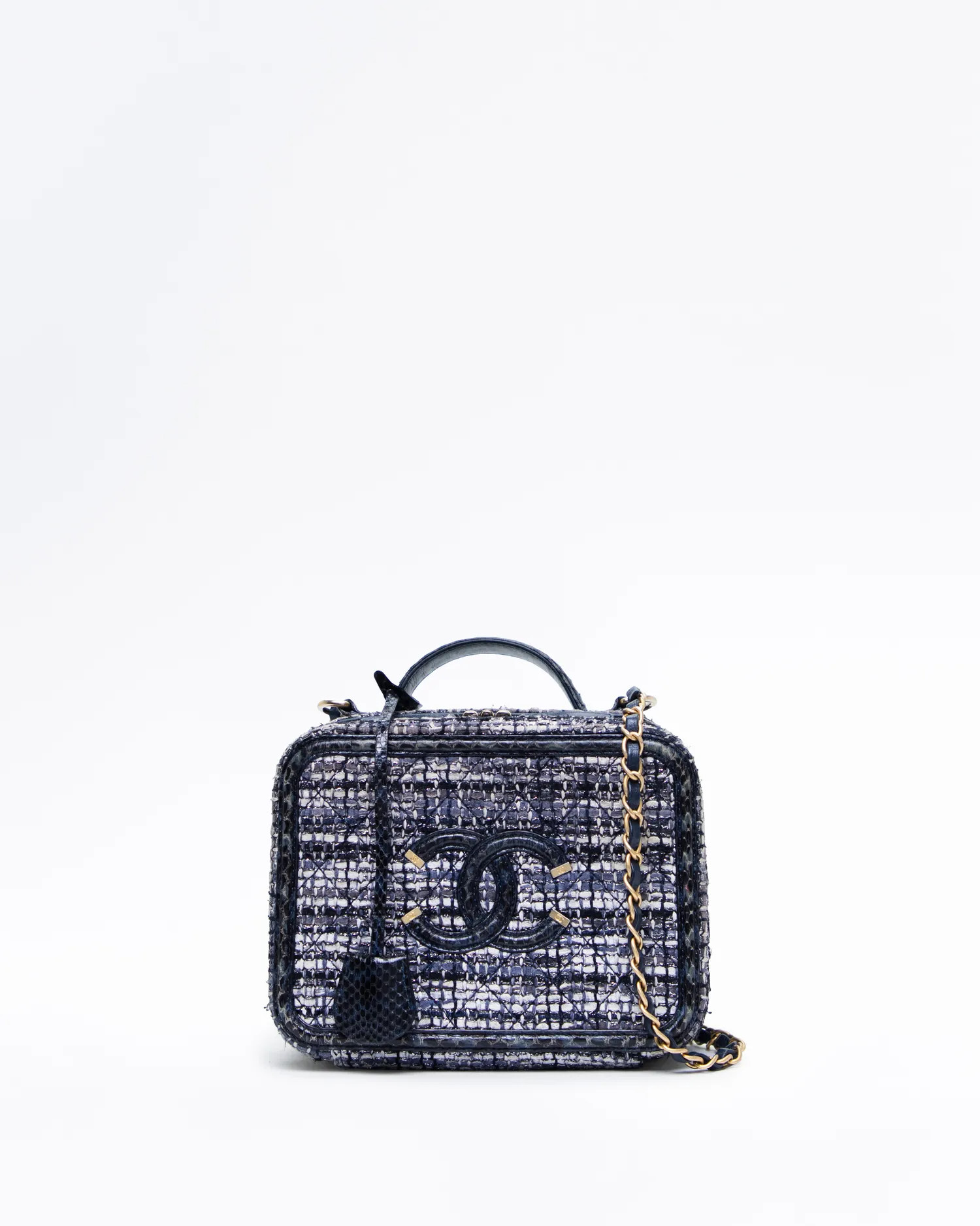 Tweed Snakeskin Filigree Vanity Case | Vivrelle