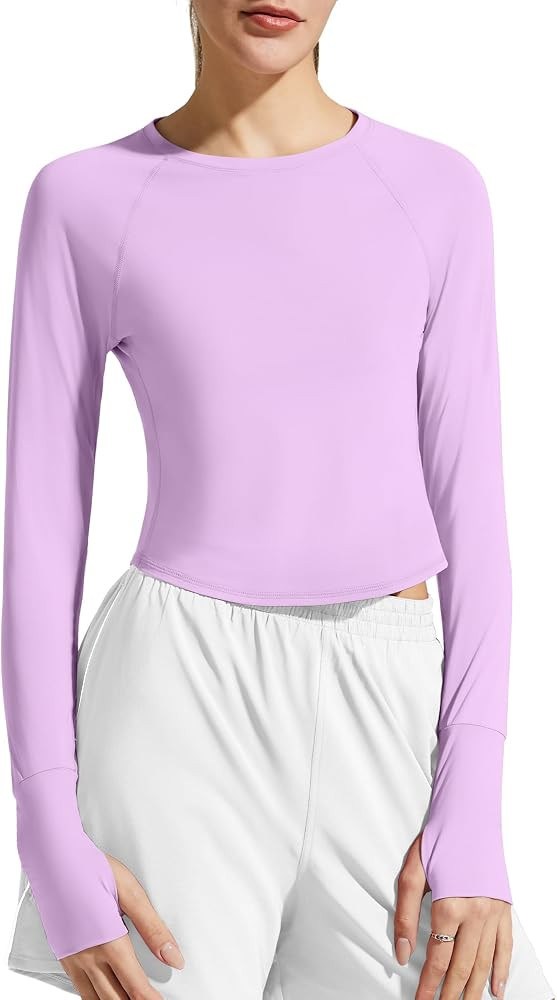 G4Free Lightbreeze Women's UPF 50+ Long Sleeve Workout Tops Crop Rash Guard Quick Dry Sun Shirts ... | Amazon (US)