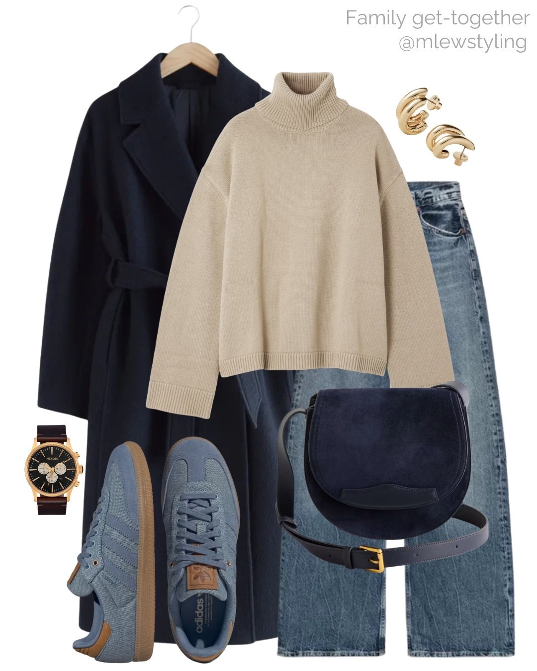 Weekend outfit for a family get together 💙

Tags: winter outfit, turtleneck sweater, Zara wide leg jeans, quince blue suede bag, blue adidas sneakers, gold earrings, Nixon watch, capsule wardrobe, navy blue wool coat 

#LTKSeasonal #LTKootd #LTKHoliday