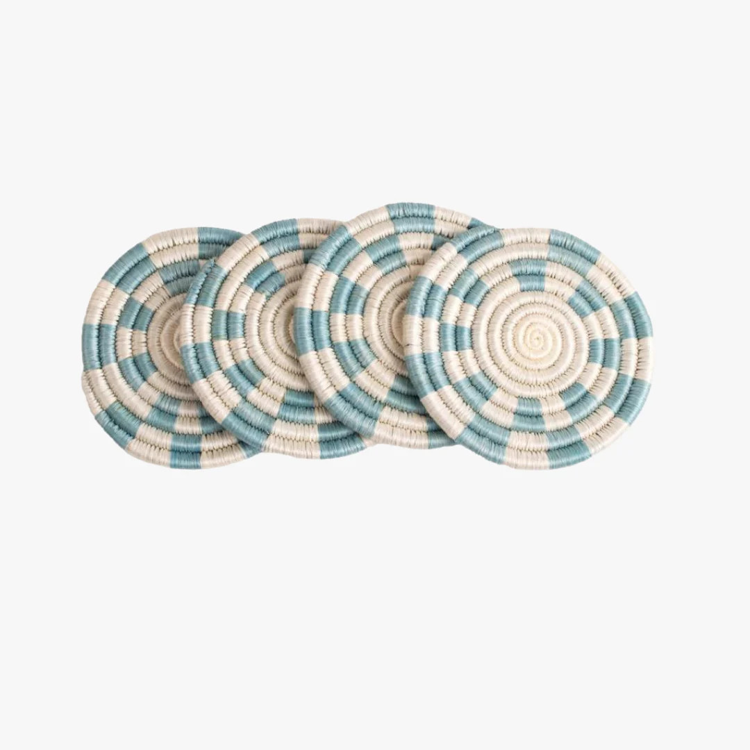 Blue Checkered Coaster Set | Dear Keaton