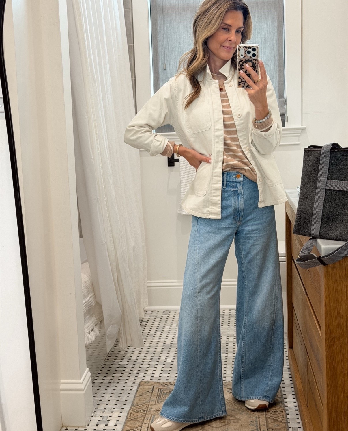 I’m 5’6”
Wearing a small in the jacket. The details and fabric make this jacket a keeper! 
-Jeans TTS, these were worth the wait! LOVE them. 

#LTKOver40 #LTKootd