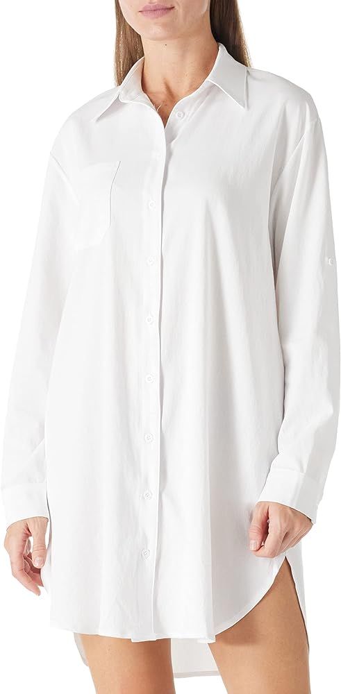 MANAIXUAN Women's Casual Cuffed Long Sleeve Button Down Shirt Dress Plus Size V Neck Tunic Blouse... | Amazon (US)