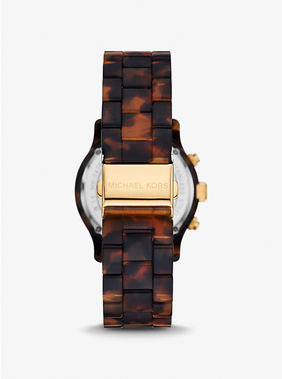 Runway Pavé Gold-Tone and Tortoiseshell Acetate Watch | Michael Kors US