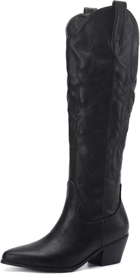 CIERWS Women's Embroidered Western Cowboy Boots Knee High Medium Heel Chunky Heel Fashion Retro C... | Amazon (CA)