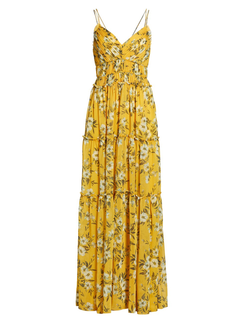 ML Monique Lhuillier Pleated Chiffon Maxi Dress | Saks Fifth Avenue
