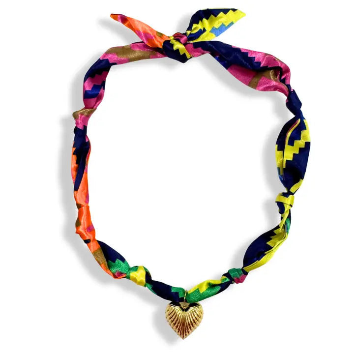 COLORFUL AZTEC HEART SCARF BANDANA NECKLACE | Simply Carolina