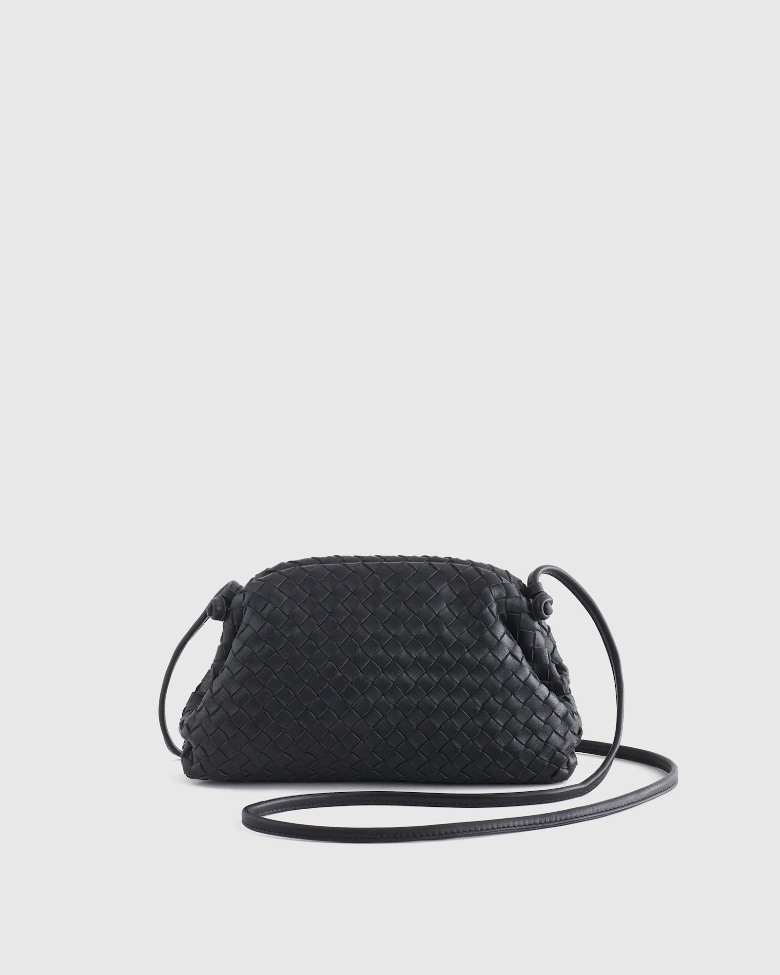 Italian Leather Handwoven Pouch Crossbody Clutch in Black | Quince