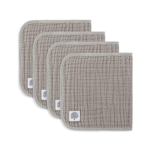 Parker Baby Muslin Burp Cloths | 100% Cotton Burping Clothes, Newborn Essential | Must-Have Baby Registry, Modern and Trendy Colors | 20"x11" Unisex Large Baby Burp Cloths, 4-Pack Gray Set | Amazon (US)