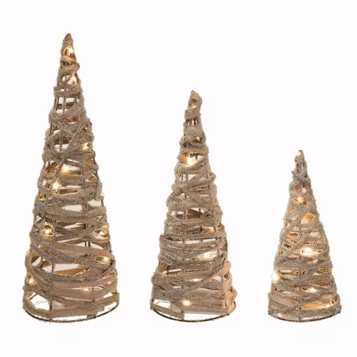 Transpac Natural Fiber 15.75 in. Gold Christmas Floral Snowflake Tree Set of 3 | Target