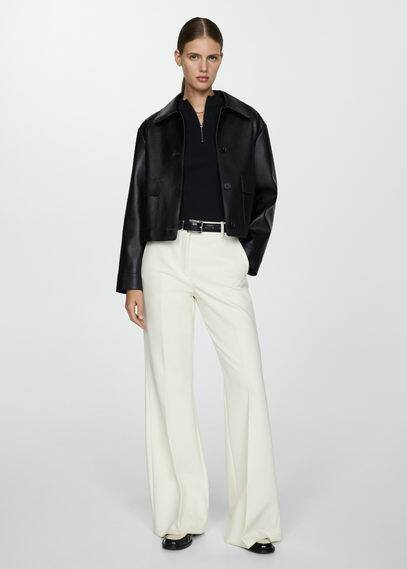 Faux leather jacket with pockets black - Woman - S - MANGO | MANGO (UK)