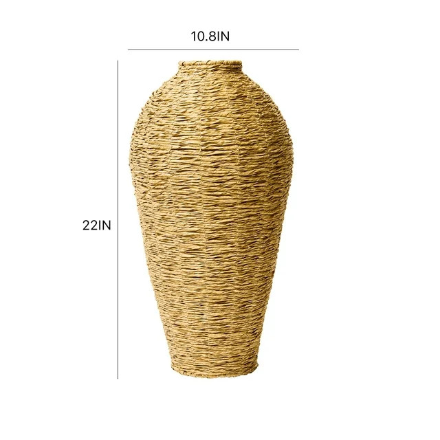 Better Homes & Gardens 22" Woven Faux Seagrass Floor Vase - Walmart.com | Walmart (US)