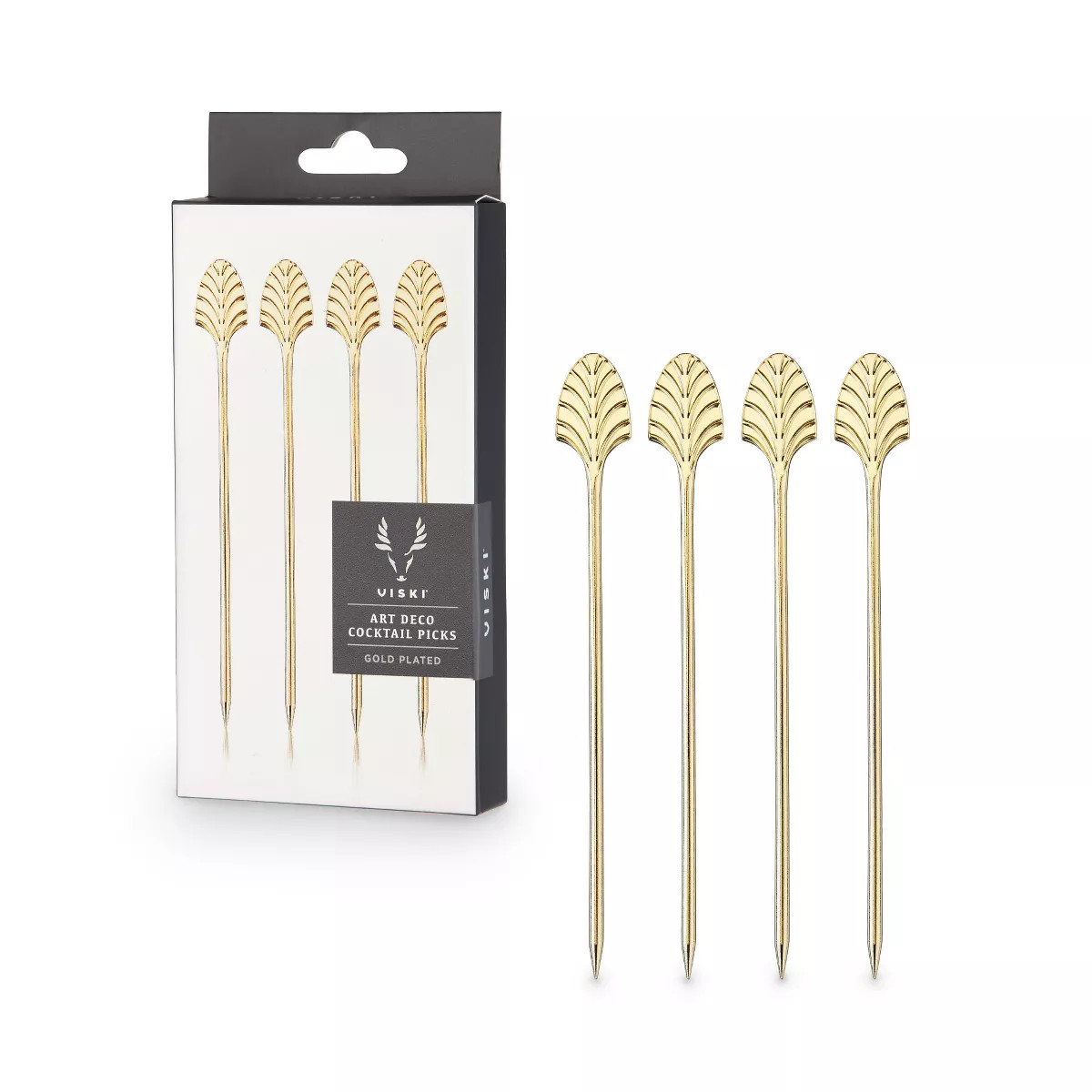 Viski Gold Art Deco Cocktail Picks-Heavy Duty Toothpicks Stainless Steel Metal Drink Skewers Barw... | Target