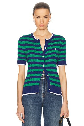Short Sleeve Striped Cardigan | FWRD 