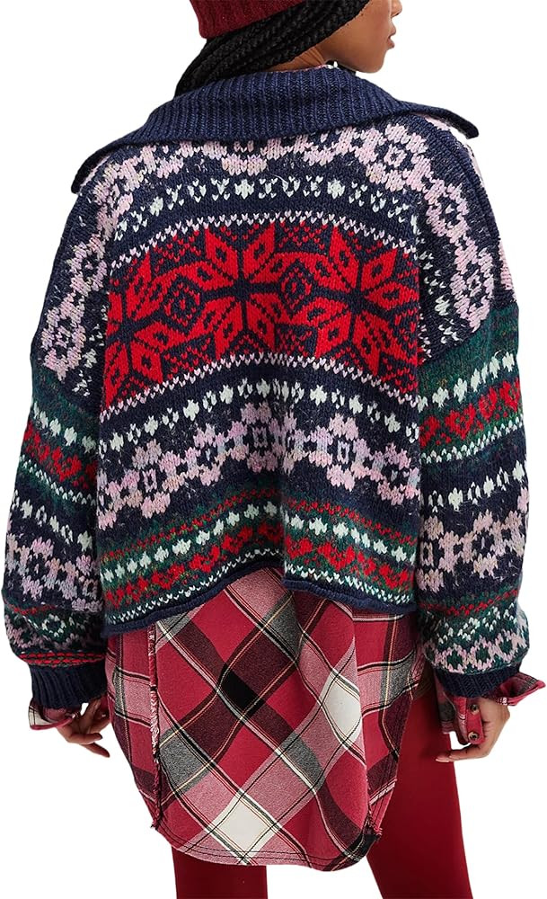 Women Shawl Collar Cardigan Sweater Lobster Print Long Sleeve Button Down Jumper Tops Vintage Chu... | Amazon (US)