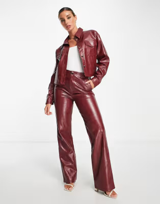 ASOS DESIGN crackle leather look red set | ASOS (Global)