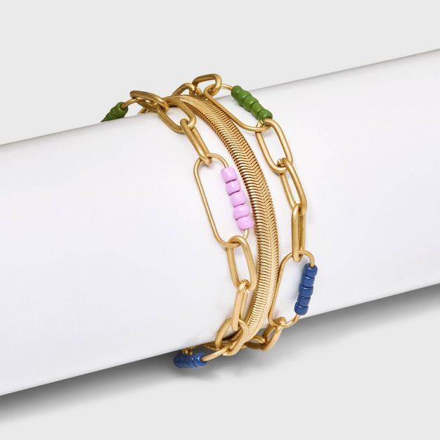 Herringbone and Paperclip Layered Chain Bracelet - Universal Thread™ | Target