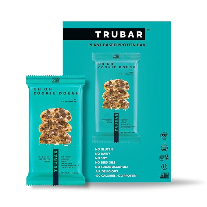 TRUBAR Vegan Protein Bar, Oh Oh Cookie Dough, Gluten Free, Plant Based, High Fiber, Dairy Free, L... | Amazon (US)