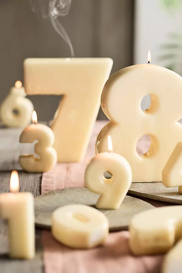 Hand-Dipped Number Candle in Beige, Size: 7 at Terrain | Terrain