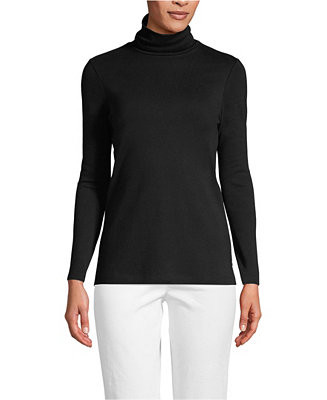 Lands' End Women's Supima Cotton Fitted Long Sleeve Turtleneck - Macy's | Macy's