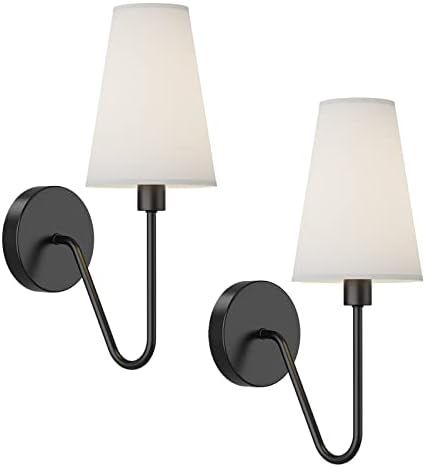Electro bp;Single Head Classic 1 Light Wall Sconce Lighting Fixture Black with Beige White Linen ... | Amazon (US)