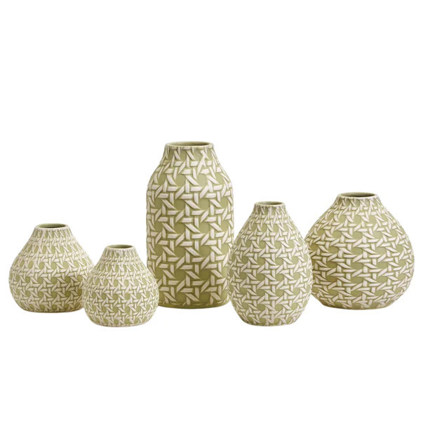 Green Embossed Cane Vase | Society Social