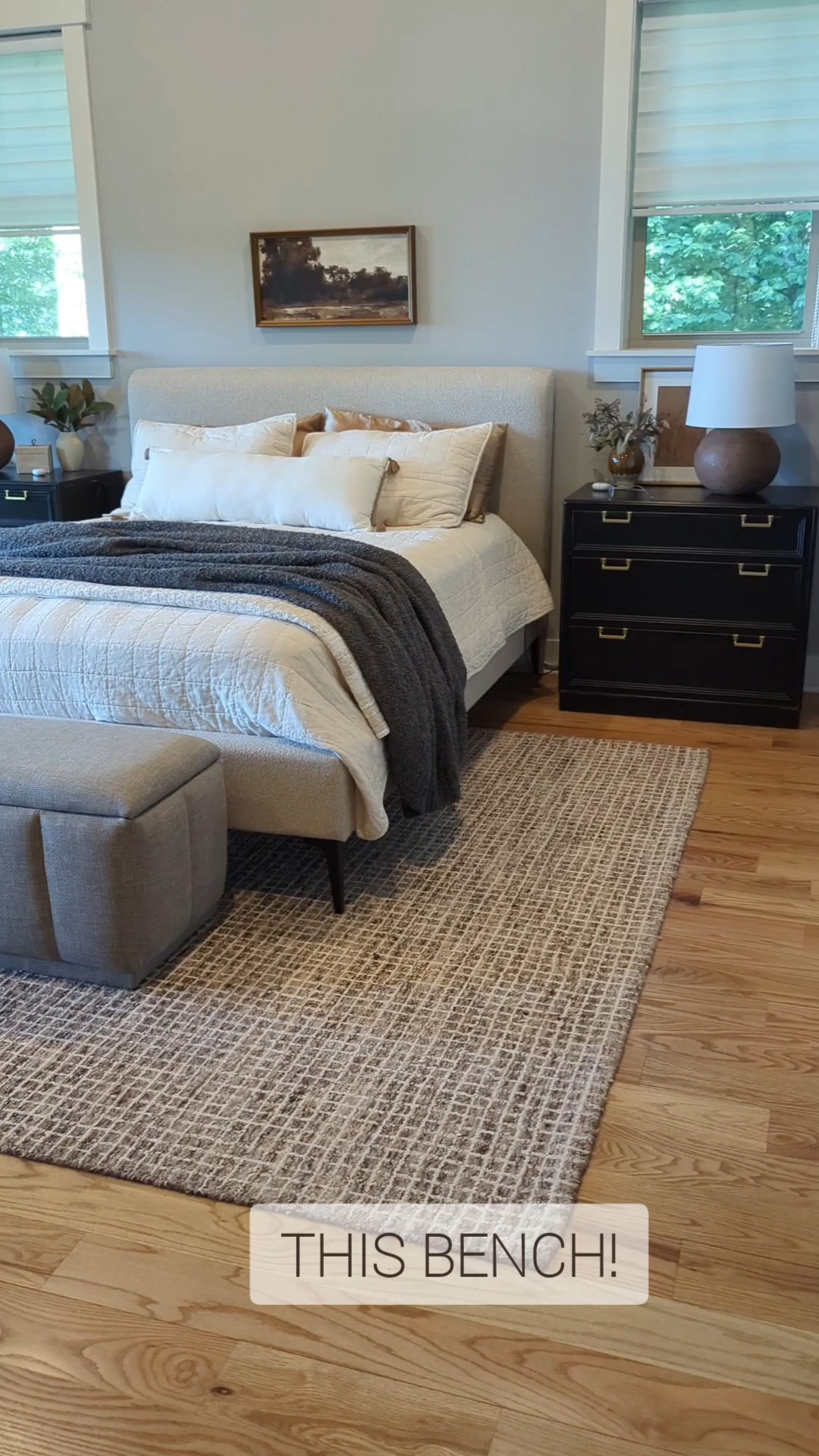 I've been looking for the perfect bench for our bedroom and I'm obsessed with this sculpted bench, it adds such softness to the room. The warm taupe-grey is perfect, and I love that it’s fully upholstered to the floor. The hidden storage was a just a bonus! #bedroombench #bench #storagebench #bedroom

#LTKHome #LTKFindsUnder100 #LTKStyleTip