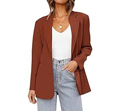 MEROKEETY Womens Business Blazers Casual Long Sleeve Lapel Open Front Button Jackets with Pockets | Amazon (US)