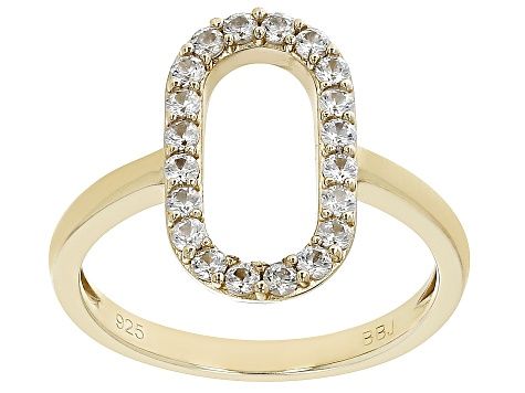 White Zircon 18k Yellow Gold Over Sterling Silver Paperclip Ring 0.61ctw - WIG110 | JTV Jewelry