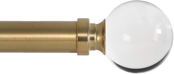 Ivilon Drapery Treatment Window Curtain Rod - Acrylic Ball 1 inch Pole. 48 to 86 Inch. Warm Gold | Amazon (US)