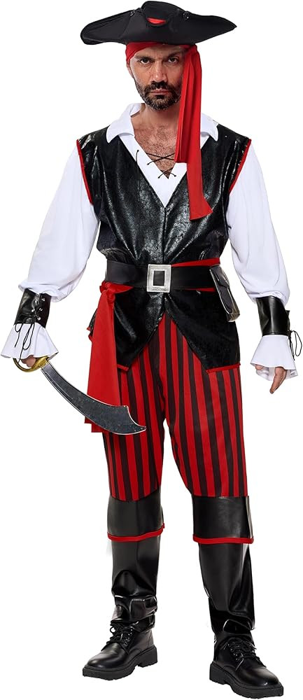 Spooktacular Creations Pirate Costume Men for Halloween Costume, Adult Caribbean Sea Captain Robb... | Amazon (US)