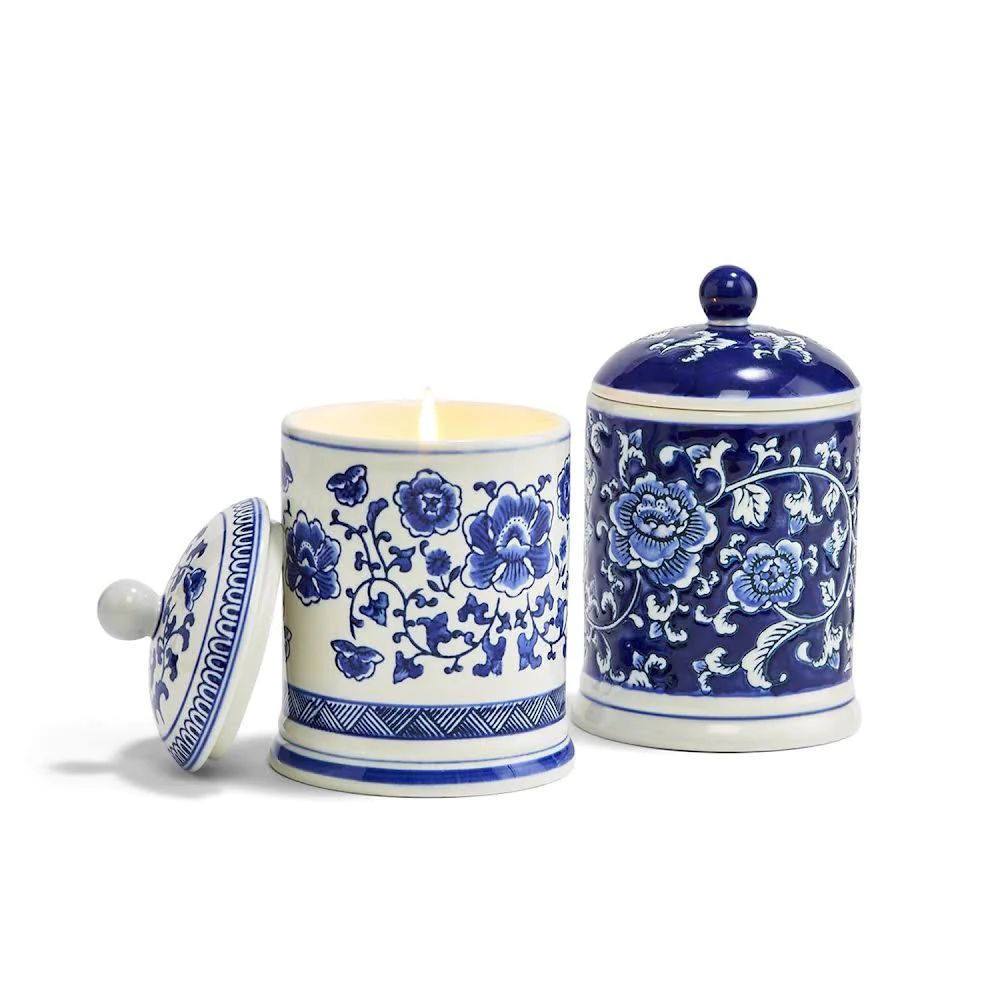 Chinoiserie Linen Candles (2 Color Options) Ships 10/15 | Sea Marie Designs