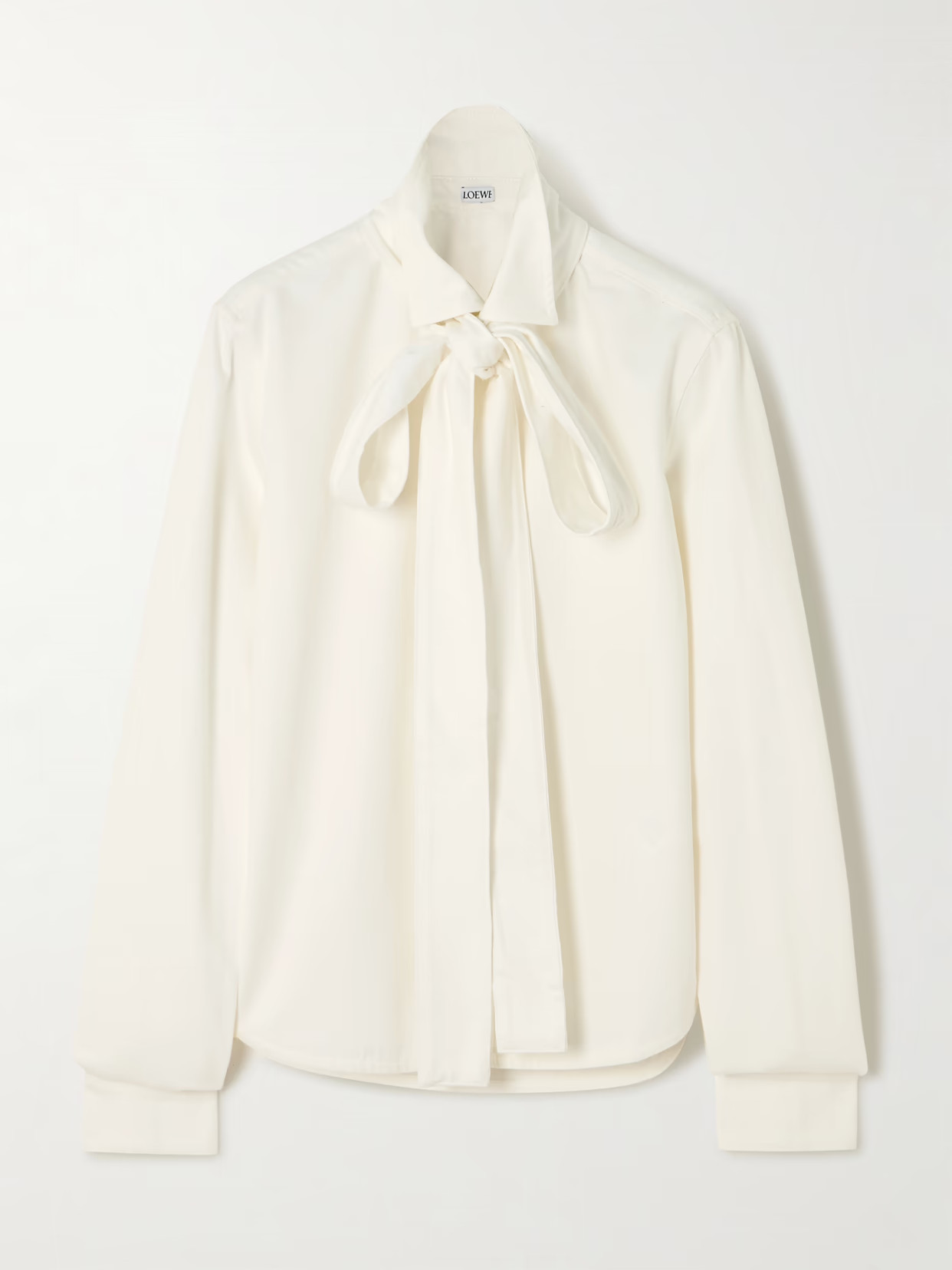 LOEWE - Pussy-bow Cotton-twill Blouse - White - FR 34 | NET-A-PORTER APAC