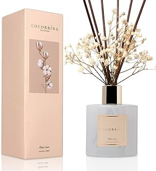 COCORRÍNA Reed Diffuser Set, 6.7 oz Clean Linen Scented Diffuser with Sticks Home Fragrance Esse... | Amazon (US)