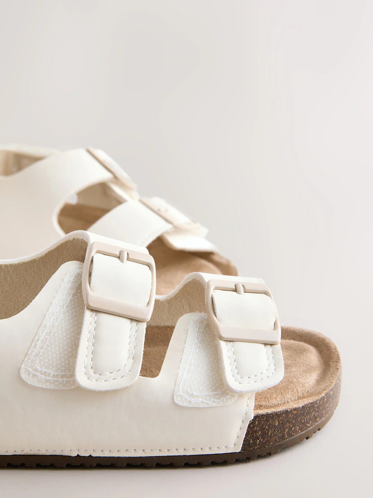 White Standard Fit (F) Double Buckle Cushioned Footbed Sandals | Next US