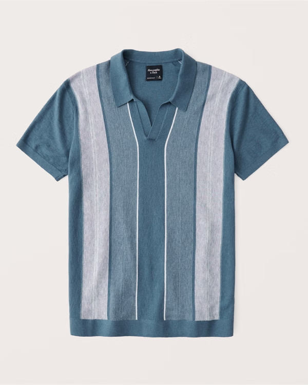 Cotton-Silk Johnny Collar Knit Polo | Abercrombie & Fitch (US)