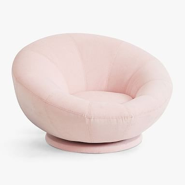 Chenille Washed Blush Groovy Swivel Chair | Pottery Barn Teen | Pottery Barn Teen