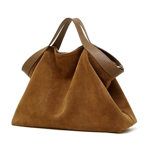 Large Suede Hobo Tote Bag, Brown Oversized Slouchy Shoulder Crossbody Bag for Daily Commute & Travel | Amazon (US)