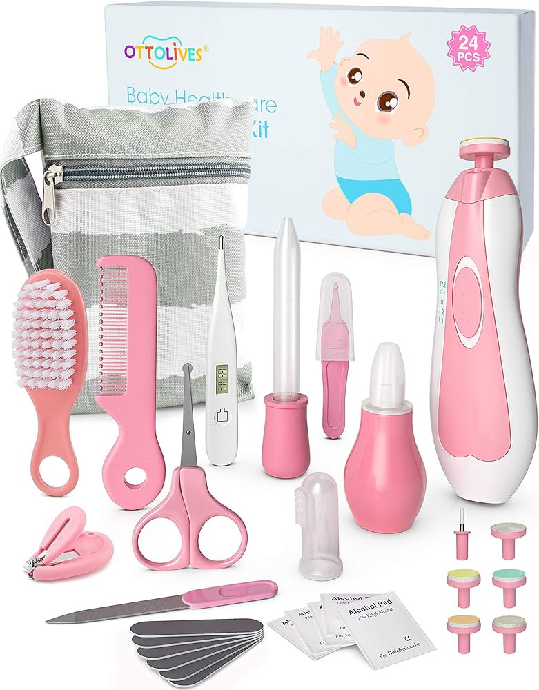 OTTOLIVES Baby Healthcare and Grooming Kit, 24 in 1 Baby Electric Nail Trimmer Set Newborn Nurser... | Amazon (US)