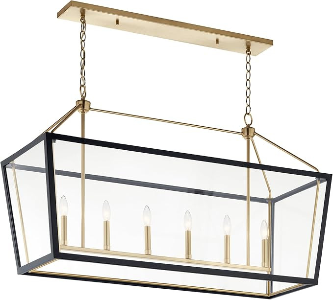KICHLER Delvin 6-Light Linear Chandelier, Updated Traditional Light with Clear Glass in Champagne... | Amazon (US)