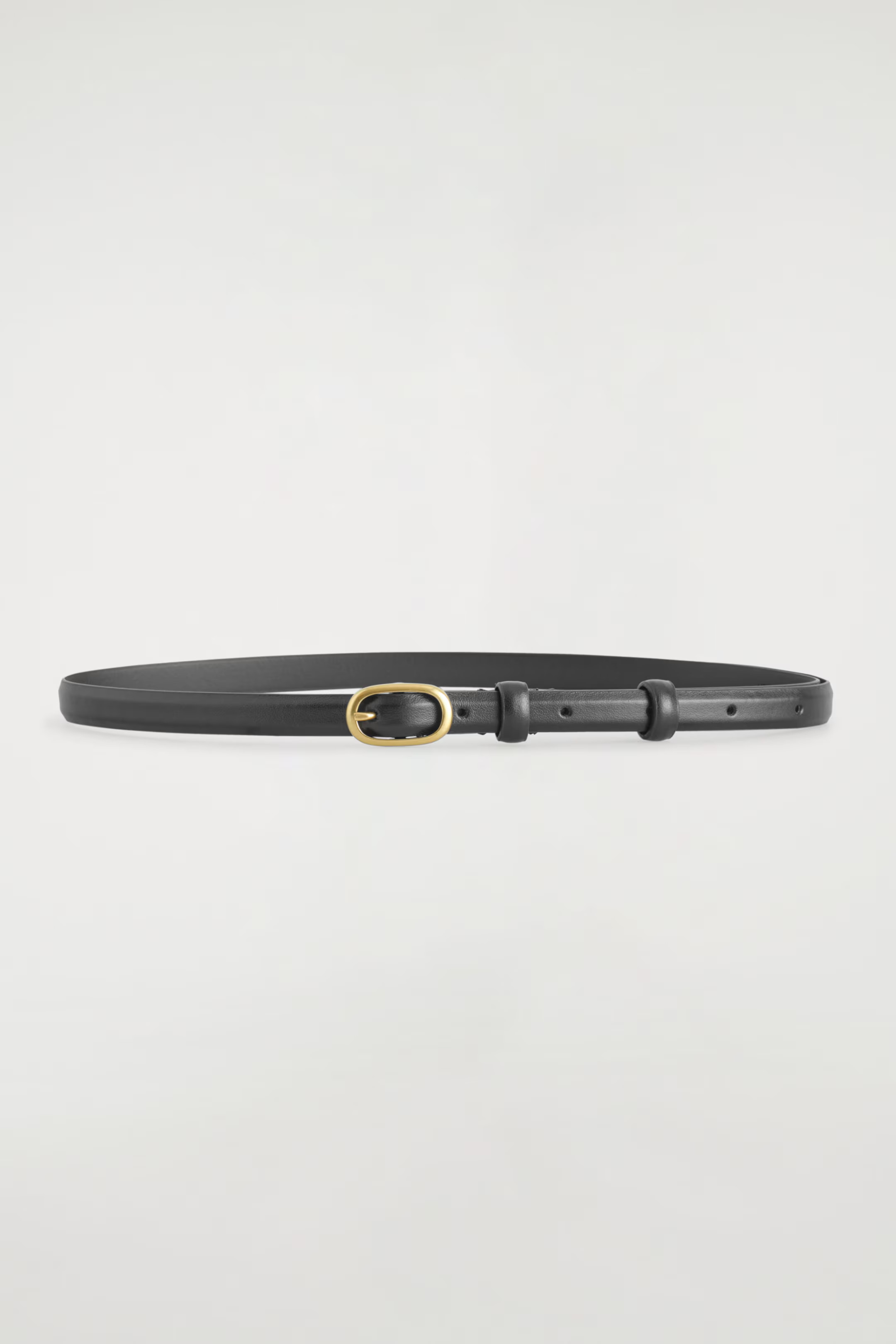 OVAL-BUCKLE SLIM LEATHER BELT - BLACK | COS | COS (EU)