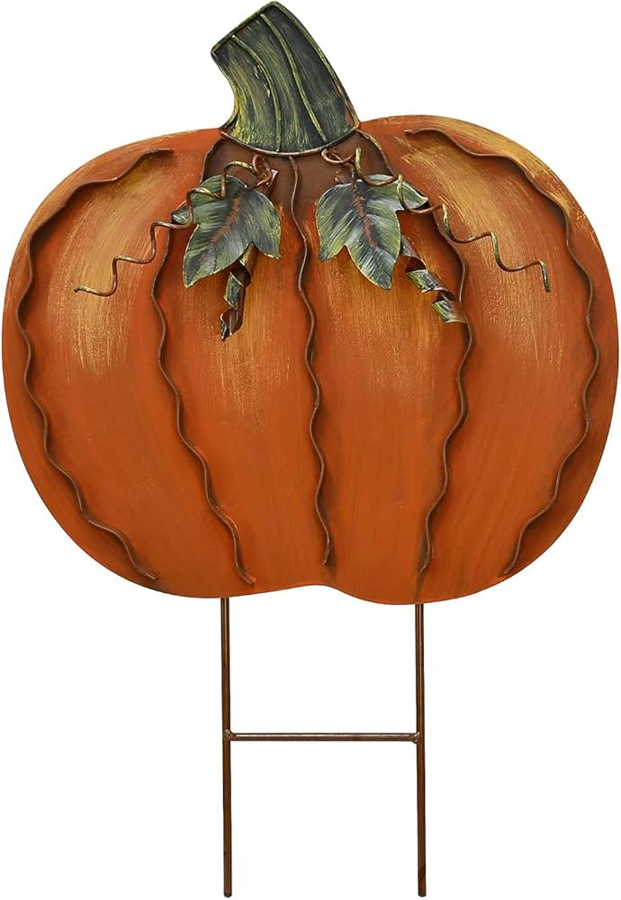 17" H Metal Pumpkin Garden Stake Fall Yard Sign Decor, Autumn Pumpkin Yard Stake Thanksgiving Fal... | Amazon (US)