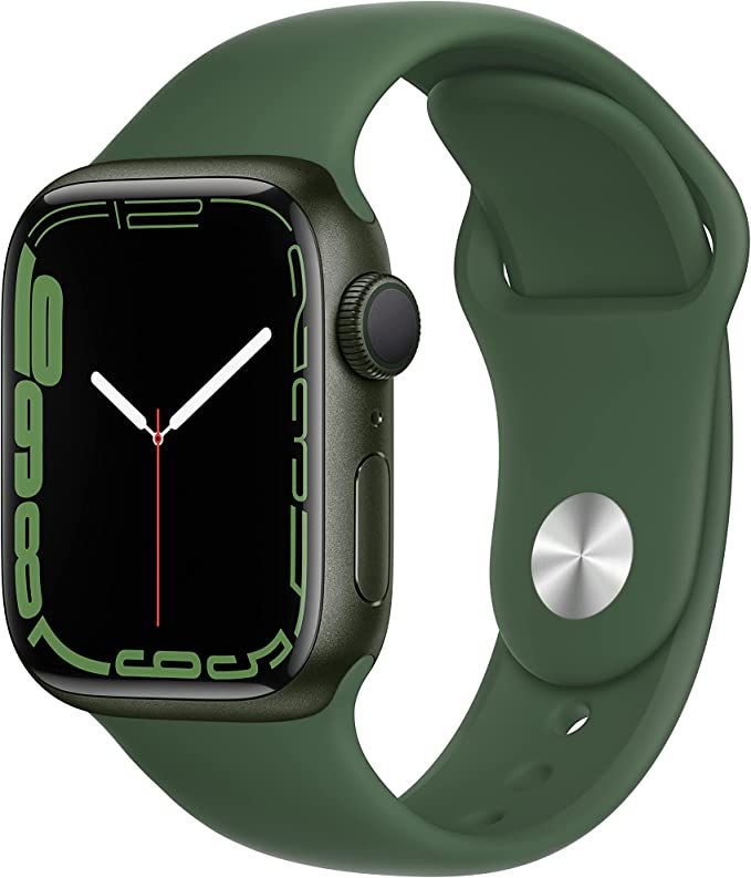 Apple Watch Series 7 GPS, 41mm Green Aluminum Case with Clover Sport Band - Regular | Amazon (US)