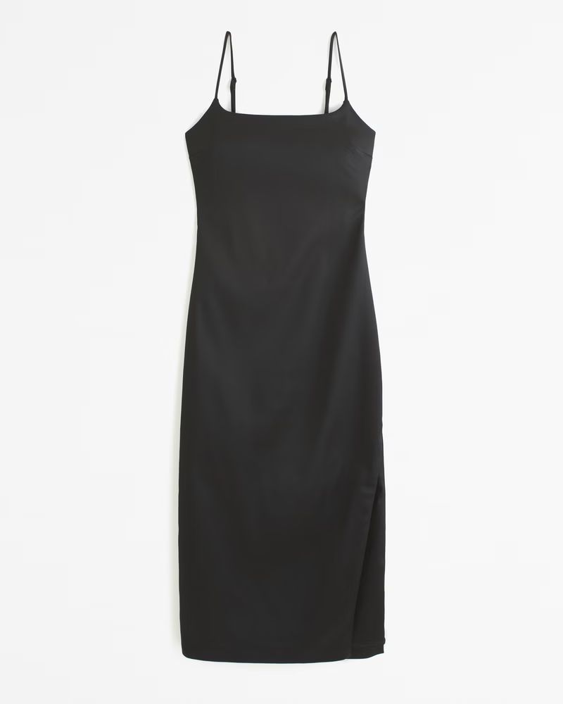 Stretch Satin Column Midi Dress | Abercrombie & Fitch (US)