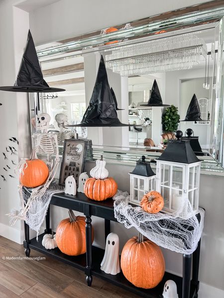 Halloween home decor Fall witches hats pumpkins ghosts entryway table 

#LTKhome #LTKSeasonal